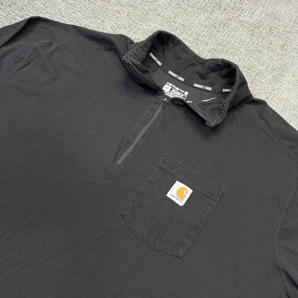Carhartt Force Quarter Zip Shirt Men's 3XL Black Relaxed Fit Pocket Work